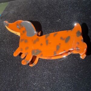 Dachshund Hair Claw Clip Women Brown Tortoiseshell Dog New